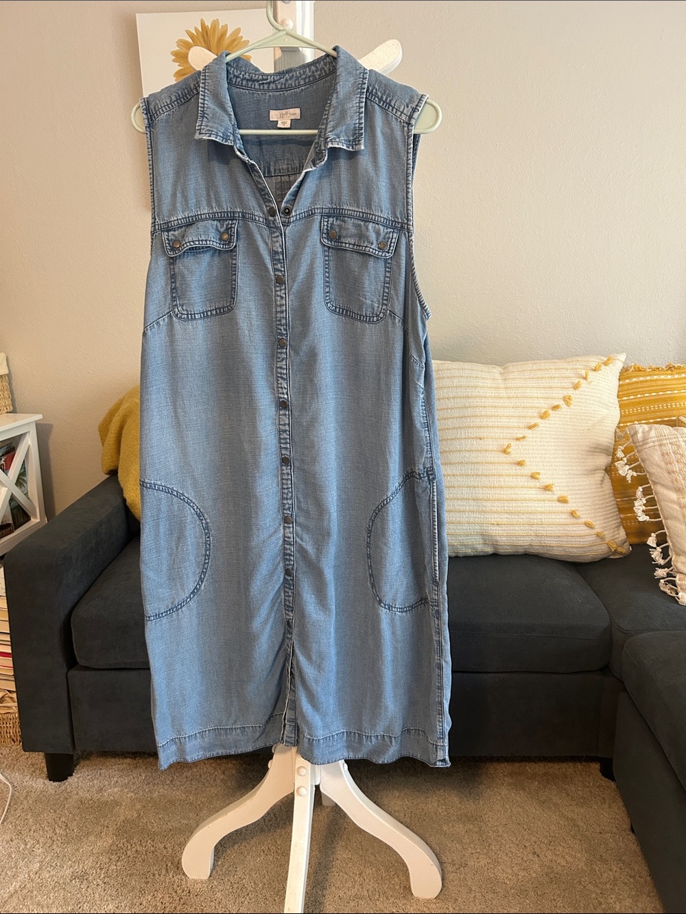 jjill sleeveless denim dress